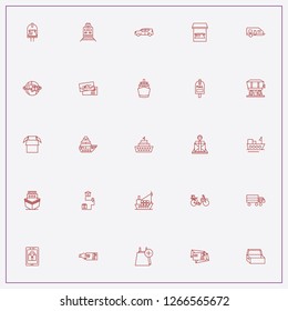 icon set about delivery with keywords mail box, electronic commerce bag and car of locomotive