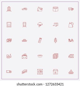 icon set about delivery with keywords urgent parcel, trailer and mail boxd