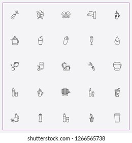 icon set about drink with   beer barrel, cup of tea and drink shaker