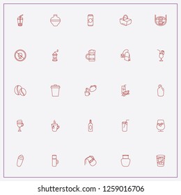 icon set about drink with keywords water flask, no alcohol and coffee seeds