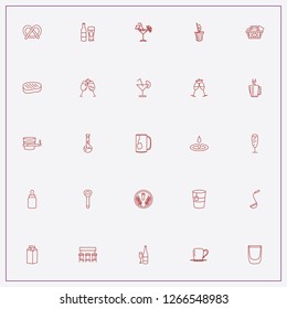 icon set about drink with keywords cocktail, baby milk bottle and bar counter
