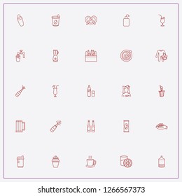 icon set about drink with keywords latte, baby nipple and pretzel