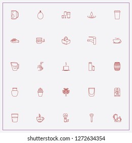 icon set about drink with keywords coffee cup, glass of water and coffee seeds
