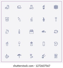 icon set about drink with keywords bottle opener, juicer and case of beer