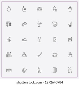 icon set about drink with keywords romantic dinner, water flask and beer glass