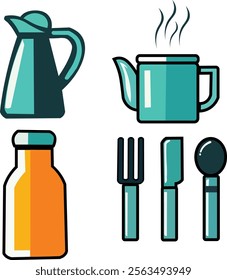 icon set about drinks and cutlery