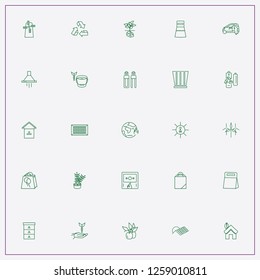 icon set about ecology with keywords bee house, firfire alert and bag