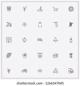 icon set about ecology with keywords trash basketr, windmills and plant seed