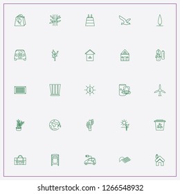 icon set about ecology with keywords bamboo, windmill and electric car