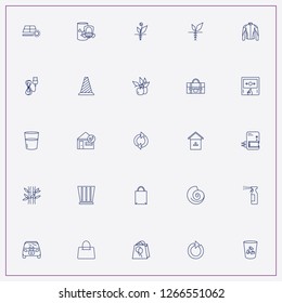 icon set about ecology with keywords glass of water, barrier triangle and bag