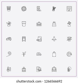 icon set about ecology with keywords glass of water, battery recycle and plants