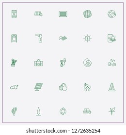 icon set about ecology with keywords barrier triangle, plants and charge plug