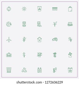 icon set about ecology with keywords radioactive barrel, economy bulb and windmill