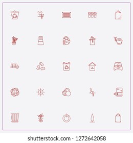 icon set about ecology with keywords sun battery, ecology arrow circle and air exhaust