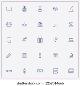 icon set about education with keywords abacus, lunch and painting brush
