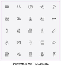 icon set about education with keywords notice board, backpack and accouting scores