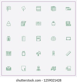 icon set about education with keywords notices, mathematical tools and school
