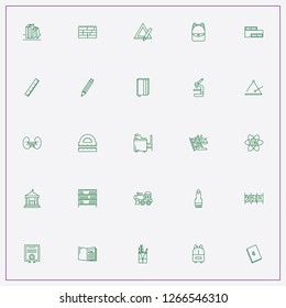 icon set about education with keywords triangle ruler, microscope and kidneys