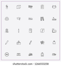 icon set about education with keywords library employee, brain and stapler