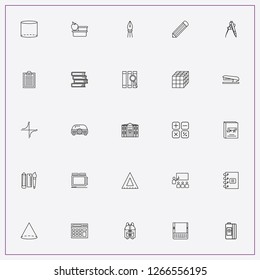 icon set about education with keywords pen with ruler, student class and mathematics figures