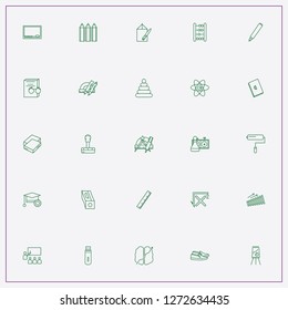 icon set about education with keywords square root, color pencils and drawing