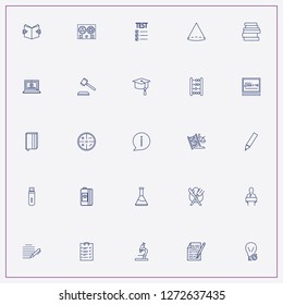 icon set about education with keywords school test, flask and reading