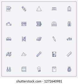 icon set about education with keywords projector, ruler and ligh bulb