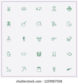 icon set about farm with keywords coffee seeds, spica and shovel with pitchfork
