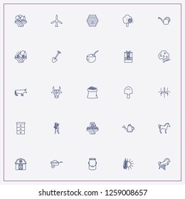 icon set about farm with keywords cow, bee hive and bee house