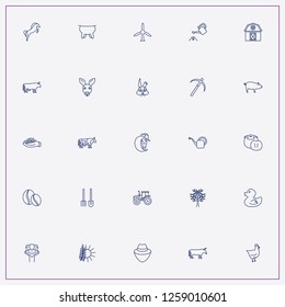 icon set about farm with keywords udder, donkey and tractor