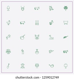 icon set about farm with keywords cock, horse and coffee seeds