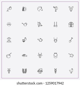 icon set about farm with keywords saddle, farmer and watering can