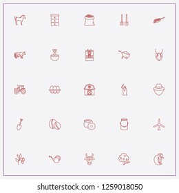 icon set about farm with keywords udder, tractor and apple tree