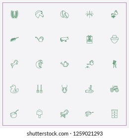 icon set about farm with keywords bee house, coffee seeds and horse in stall