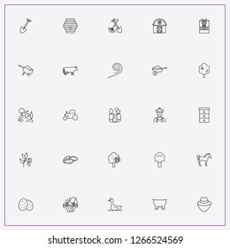 icon set about farm with keywords strawberry branch, cow boy and udder