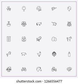 icon set about farm with keywords cow, colorado beetle and artichoke