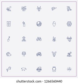 icon set about farm with keywords pig, landscape and milk can