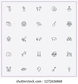 icon set about farm with keywords cherry tree, shovel and pig