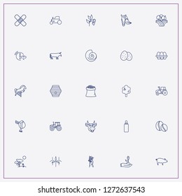 icon set about farm with keywords tractor, coffee seeds and cherry tree