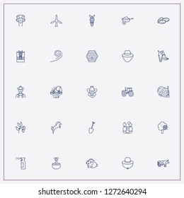 icon set about farm with keywords cow, shovel and wheelbarrow