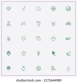 icon set about farm with keywords cow boy, landscape and egg