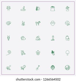 icon set about farm with   landscape, ostrich and apple tree