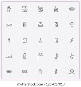 icon set about fashion with keywords spectacles, ties and make up brush