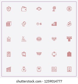 icon set about finance with keywords wallet, percentage growth and network security