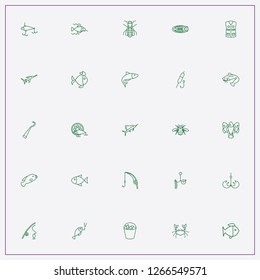 icon set about fishing with keywords fish on hook, fishing bait and swordfish