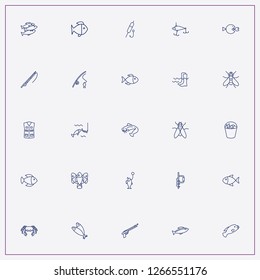 icon set about fishing with keywords bait for fish, ice fishing drill and crab