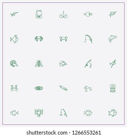 icon set about fishing with keywords fish on hook, crab and fishing hook