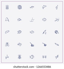 icon set about fishing with keywords fish bait, fish and fishing coil