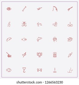 icon set about fishing with keywords crab, fly and fishing net