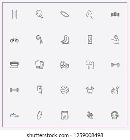 icon set about fitness with keywords exercise bike, ping pong and punching bag